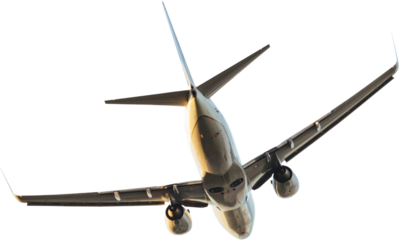 A Commercial air plane take off on a day time.