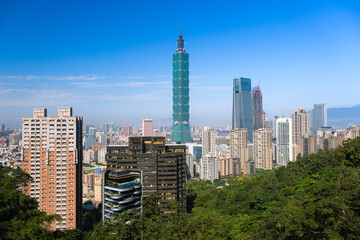 台湾 台北市 象山、展望台（摂手平台）から見る台北の街並み