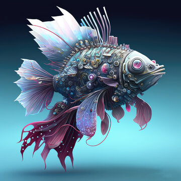 cyber robot in form of mechanical fish 
