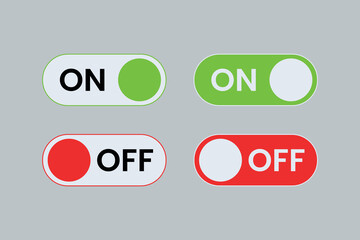 On and Off toggle switch buttons vector