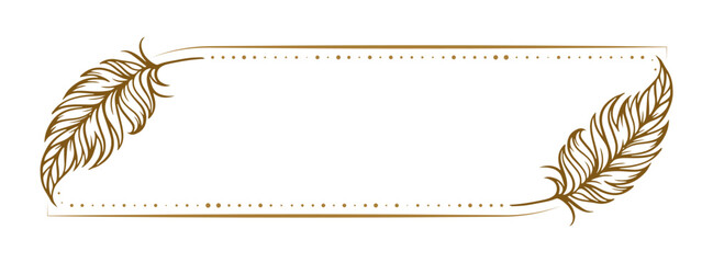 Vector horizontal dotted frame with feathers decoration © sablegear