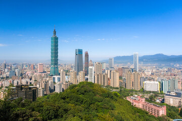 台湾 台北市 象山、展望台（摂影平台）から見る台北の街並み