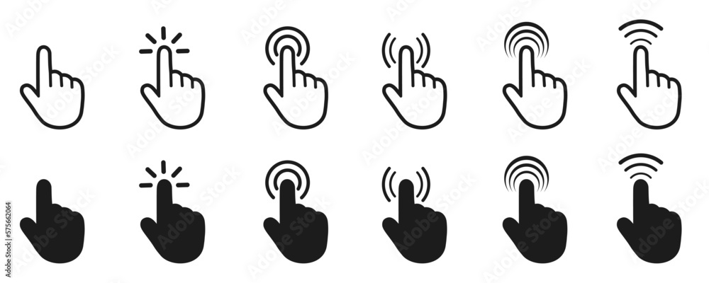 Fototapete set of flat cursor icons in hand form – vector