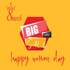 International Women's Day 8 march biggest sale offer advertising banner, poster and web header design.
