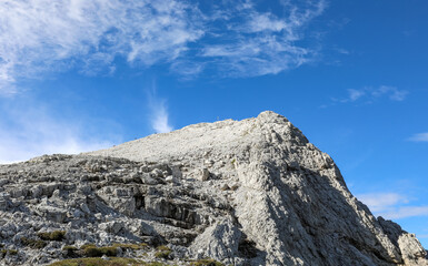 Peak called ROSETTA in european dolomites alps in summer