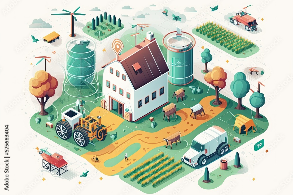 Aufkleber smart farm with automated agriculture conceptualization of ai powered smart agricultural technologie