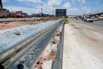 Fototapeta premium metallic guard rail on federal highway