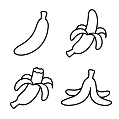 Banana doodle icon set