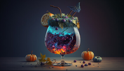 halloween cocktail pumpkin candles. Generative AI