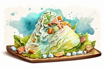 Wedge Salad with Iceberg Lettuce Served on a Platter. Generative AI