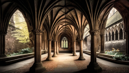 Fototapeta premium Glasgow University Cloisters - Generative AI