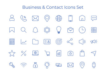 color business icon set, web icon set, contact icon set for mobile apps and website
