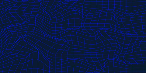 Abstract 3d geometric dynamic wave.  3d psychedelic neon wireframe mesh on black background
