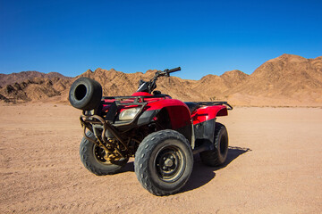 ATVs in the middle of the Nabq protected area, Sinai peninsula, Egypt, Africa
