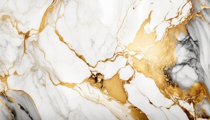 Beautiful White Marble with Gold Lines and Veins, AI Generative