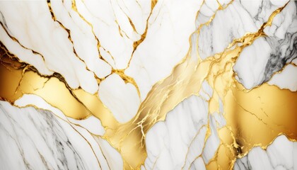 Luxe White and Gold Marble Wallpaper, AI Generative