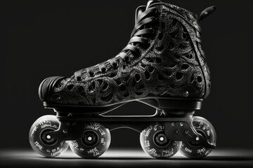 Separated from the rest of the white background, a single roller skate. Generative AI