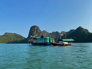 Vietnamese boats in Halong Bay