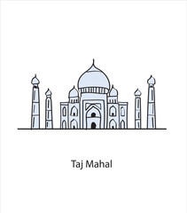 Taj Mahal Minimal hand drawing vector