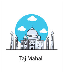 Taj Mahal Minimal hand drawing vector