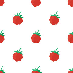 Seamless pattern with fresh raspberries in flat style