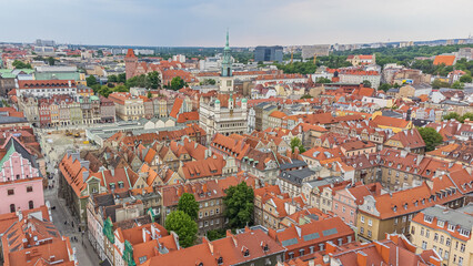 Widok na Stare Miasto w Poznaniu - panorama. 
