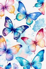 Plakat group of colorful butterflies on a white background