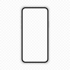 Smartphone. Realistic device template. Mobile phone mockup with blank screen isolated on transparent background. Vector graphic