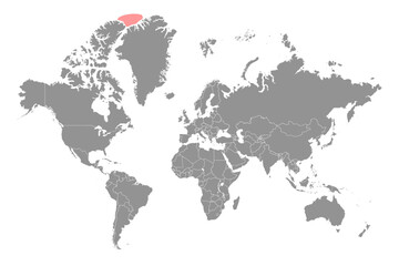 Fototapeta na wymiar Lincoln Sea on the world map. Vector illustration.