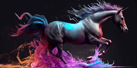 Obraz na płótnie Canvas Colorful unicorn. Illustration. Generative AI