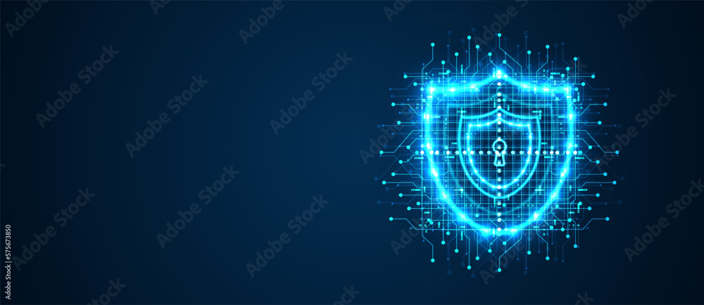 Poster cyber security concept. personal data security. cyber data or information privacy idea. technology b