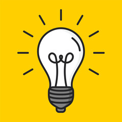 Light bulb icon on yellow background