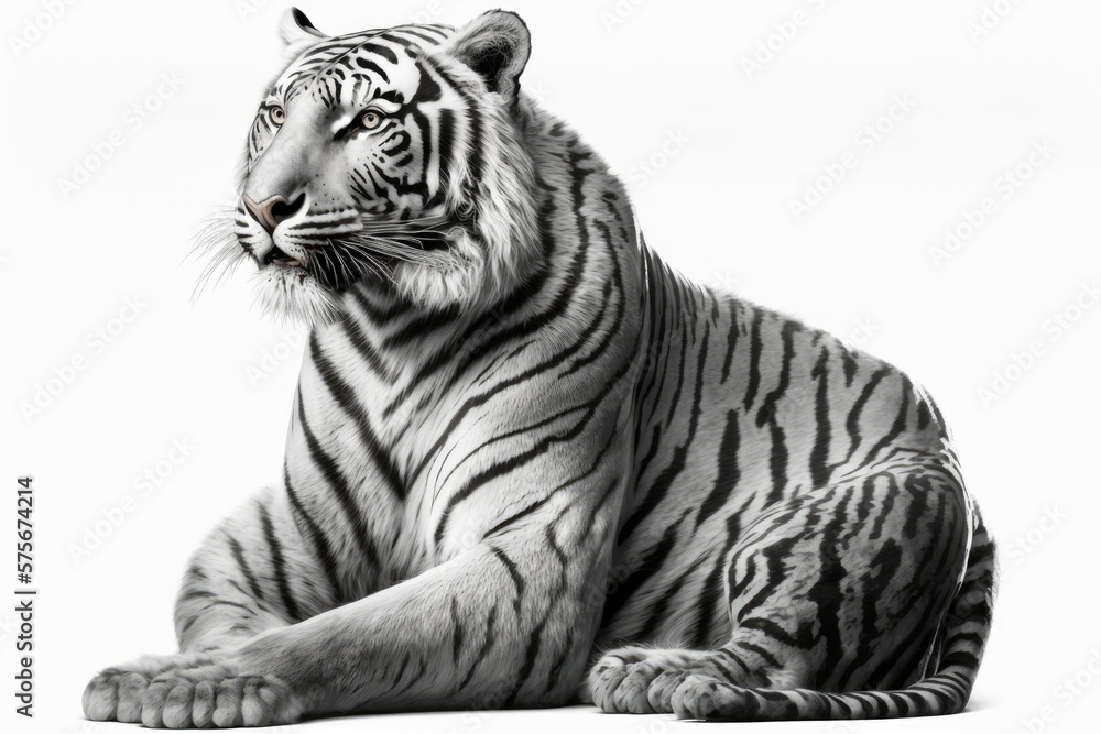 Poster clipping path isolated white background tiger. generative ai