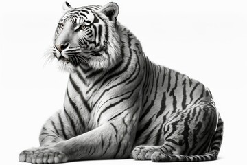 Clipping path isolated white background tiger. Generative AI