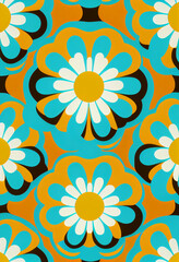 Fototapeta na wymiar Flower pattern 60s style