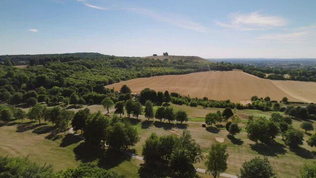 Coombe Hill Buckinghamshire Valley Countryside Aerial Drone Flyover 2