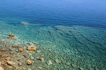 Turquoise sea in Lopar, island Rab, Croatia