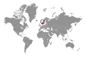 Fototapeta na wymiar Wadden Sea on the world map. Vector illustration.