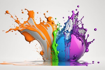 Obraz na płótnie Canvas Colorful liquid splashing on a white background. Generative Ai
