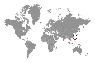 Fototapeta na wymiar Samar Sea on the world map. Vector illustration.
