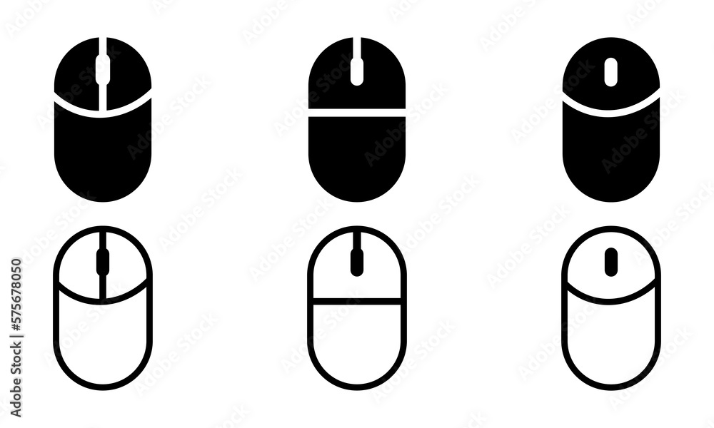 Aufkleber set of computer mouse vector icons. black pc mouse with wheel. vector 10 eps.