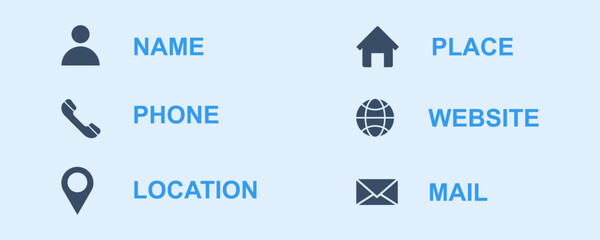 Set of contact us vector icons. Web communication icons : phone, site, location, email, mobile, home, chat. Vector 10 Eps.