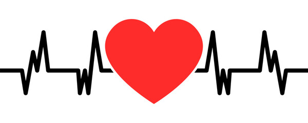 Heart beat vector icon. Pulse or rhythm red heart. Vector 10 Eps.