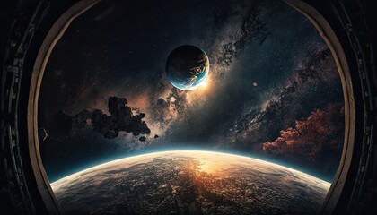 blue planet view from outer space , Generative AI
