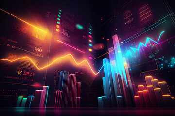 Hyper-Realistic Business and Investment Analysis with Flashing 3D Charts and Cryptocurrencies - Generate IA