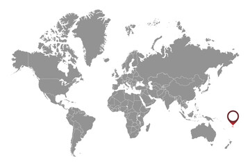 Fototapeta na wymiar Koro Sea on the world map. Vector illustration.