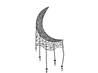 A hand drawn elegant minimal half moon with the pattern. Good for any project.