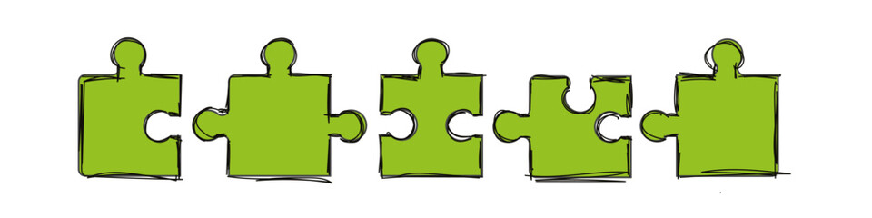 Obraz premium Puzzle Grün Band Banner Zeichnung Skizze 