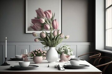 Beautiful Tulips Illustration. AI generated.