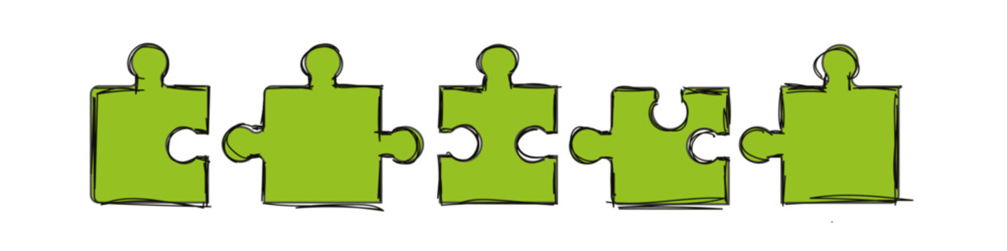 Puzzle Gr&uuml;n Band Banner Zeichnung Skizze 
